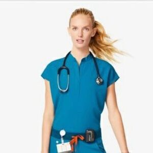 FIGS Alps Blue Rafaela top